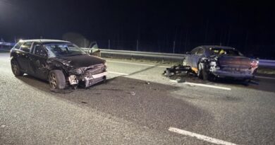 Wypadek na S8 w okolicach Niegowa, zderzenie dwóch samochodów